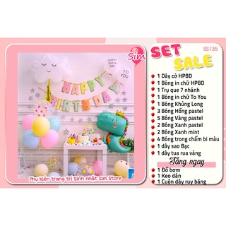 Set bóng trang trí sinh nhật Handmade kiểu Hàn Quốc siêu xinh, cực chất [Tặng kèm phụ kiện] Simparty