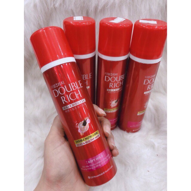 MOUSSE XỊT TÓC DOUBLE RICH HAIR MOUSSE HARD HOLD/ SOFT HOLD 150ML