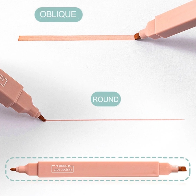 [6pcs/set Morandi Color Highlighter Pen Set] [12 Colors Dual Tips Marker Pen]