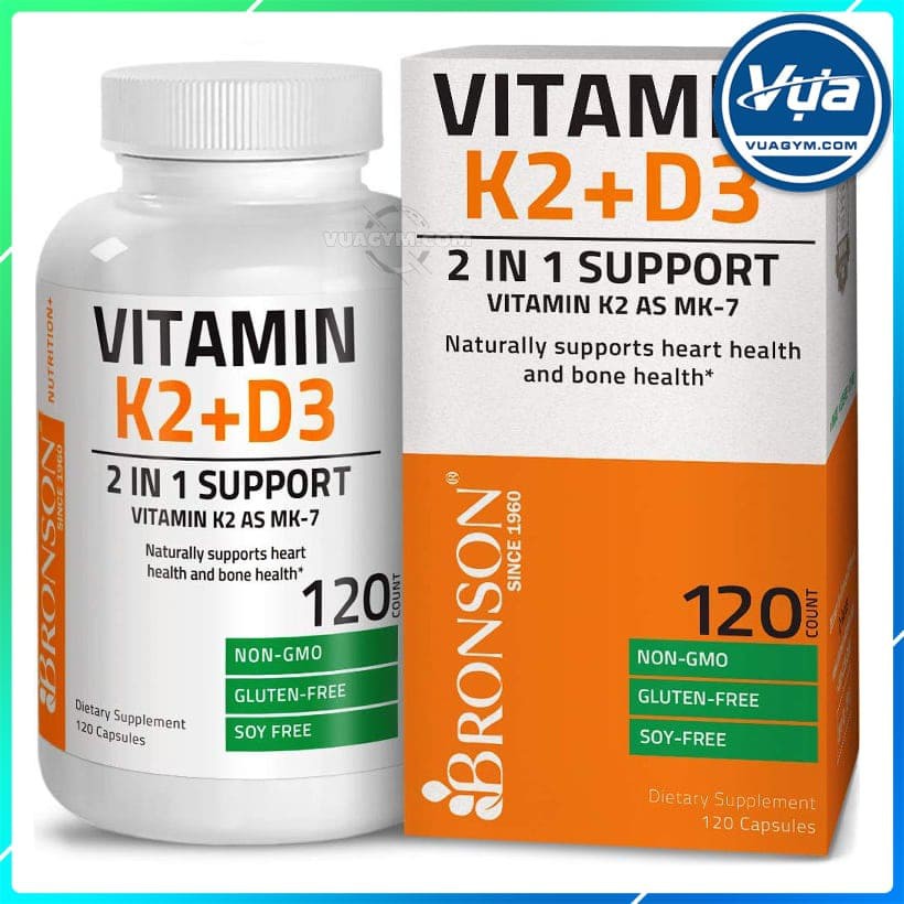 Thực Phẩm Bổ Sung Bronson - Vitamin K2 (MK7) + D3 (120 viên)