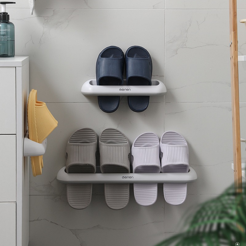 Giá treo dép nhà tắm dàn tường OENON cao cấp, Kệ treo khăn phòng tắm chất liệu nhựa ABS sang trọng