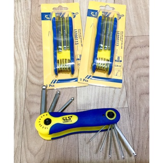 Bộ khóa lục giác xếp 8 chi tiết ls bộ 8 chìa lục giác bi kích thước 2 - 8mm thép
