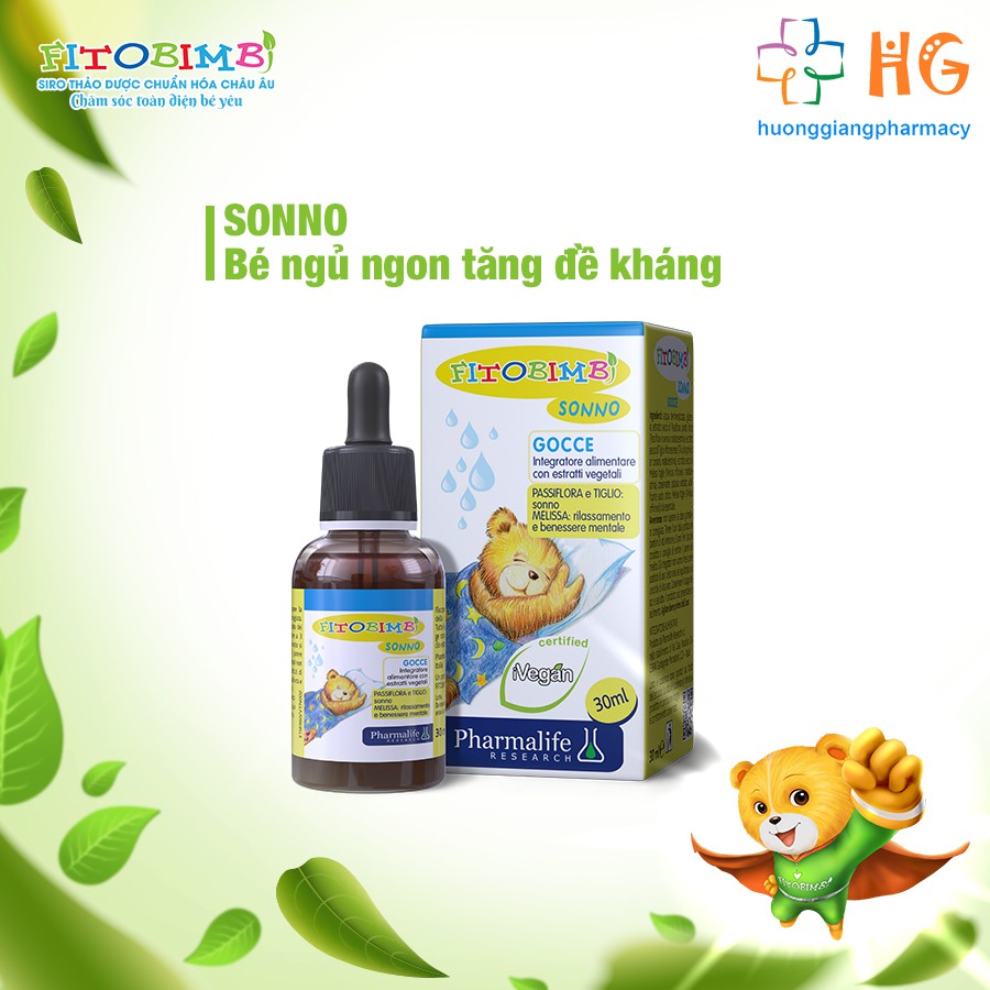 Fitobimbi Sonno Thảo dược giúp bé ngủ ngon ngủ sâu giấc giảm căng thẳng thần kinh ở trẻ bổ sung vitamin cho trẻ