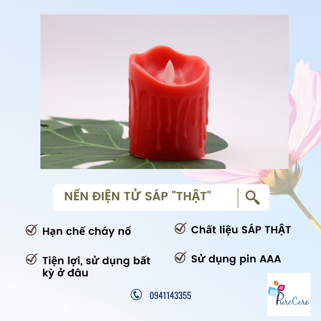 [HÀNG CÓ SẴN] HCM - Đèn Sáp Chảy Điện Tử, Nến Điện Tử Trang Trí Giáng Sinh Spa Tiệc Cưới, DÙNG PIN AAA (SÁP THẬT)