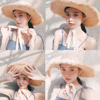 Nón Cói Đi Biển Thắt Nơ Ren Vintage