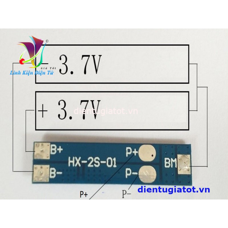 Mạch sạc và bảo vệ lithium, polymer 2 pin nối tiếp 10A