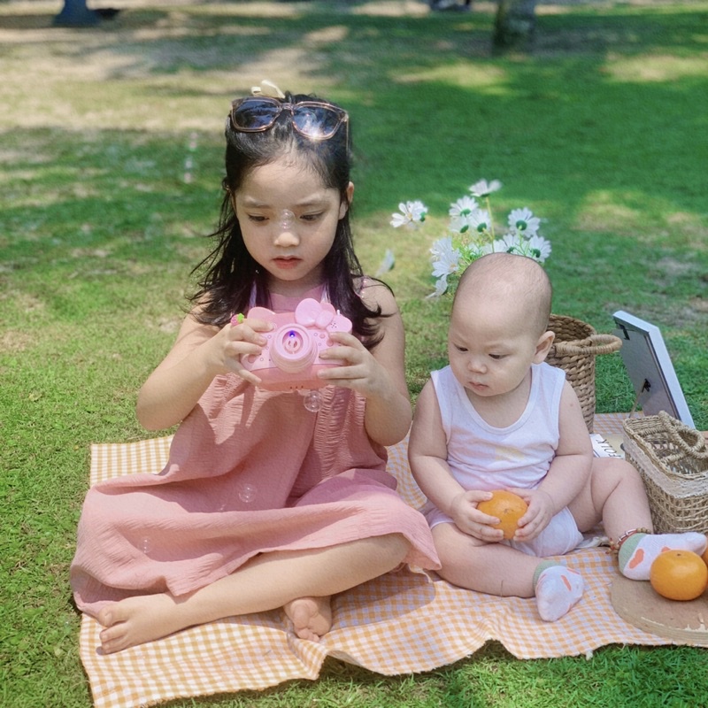 Váy đôi mẹ và bé, váy Yếm dành cho mẹ và bé chất thô xốp mát mẻ