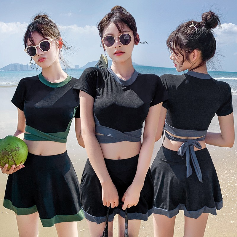 Đồ Bơi Nữ, Váy Xòe Áo Tay Ngắn 2 Chi Tiết, Bộ Đồ Bơi Thể Thao, Đồ Bơi Phong Cách Hàn Quốc | BigBuy360 - bigbuy360.vn