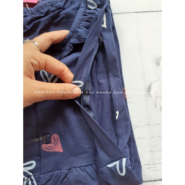 [SIZE 40-75KG] Đồ bộ bầu dài và cho bé ty mặc bầu và sau sinh, có khóa cho bé ty, vải thun cotton cao cấp thoáng mát