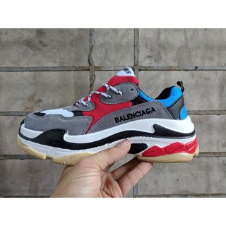 [KÈM HỘP CT] Giày Balenciaga Triple S màu xám đậm đỏ xanh dương