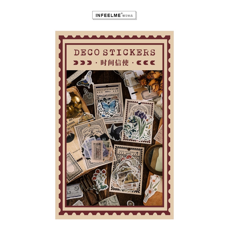 Bộ 40 miếng dán hình bướm hoa trang trí sổ album/tạp chí/văn phòng phẩm phong cách vintage DIY