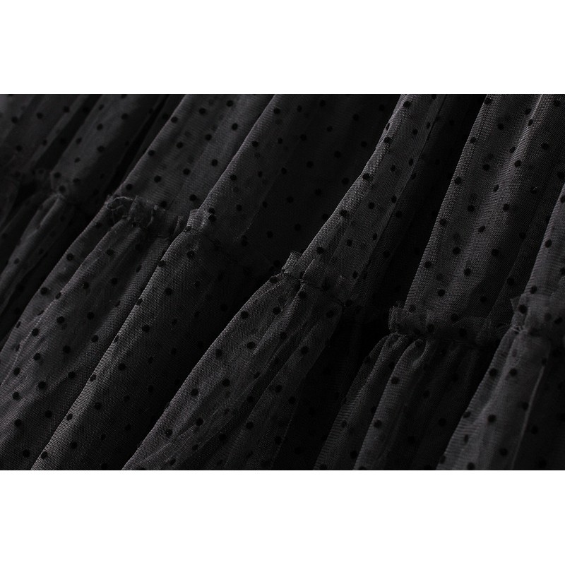 Autumn Winter Dots Print Double Layer Mesh Yarn Pleated Skirt Lady Girls Highwaist Half Body Skirt | BigBuy360 - bigbuy360.vn