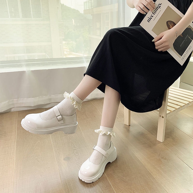 Giày Lolita Trắng Giày Lolita Nữ Đế Cao 4Cm Chất Da Bóng Giá Rẻ Cao Cấp Hottrend  LB022-Molita