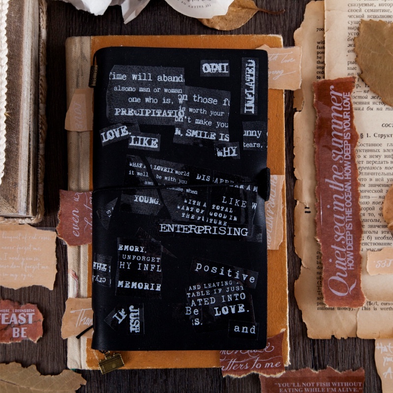 Set 20 Sticker Nhựa Pet Trong Suốt In Chữ Viết Tay Nghệ Thuật.