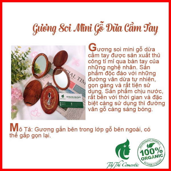 Gương Soi Mini Gỗ Dừa Cầm Tay