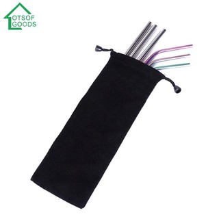 Túi Dây Rút Đựng Ống Hút Đa Năng Bằng Vải Nhung Màu Đen Có Thể Tái Sử Dụng Tiện Lợi