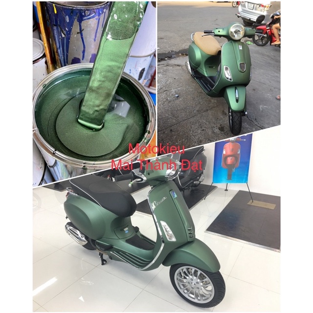 Sơn Màu Rêu mờ Vespa ( Sơn Oto, Xe Máy ) Đóng Lon 1Kg. MotokieuMaiThànhĐạt