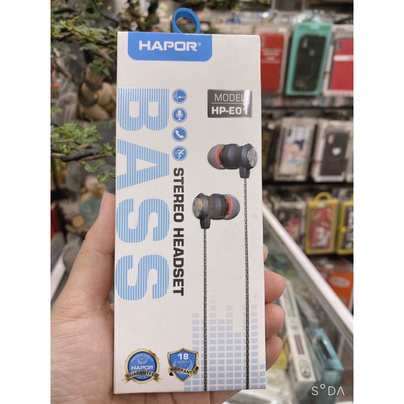 Tai nghe jack 3.5mm hãng HAPOR cho Điện thoại Android - Bass xịn như B.a.r Tăng giảm âm lượng và đàm thoại