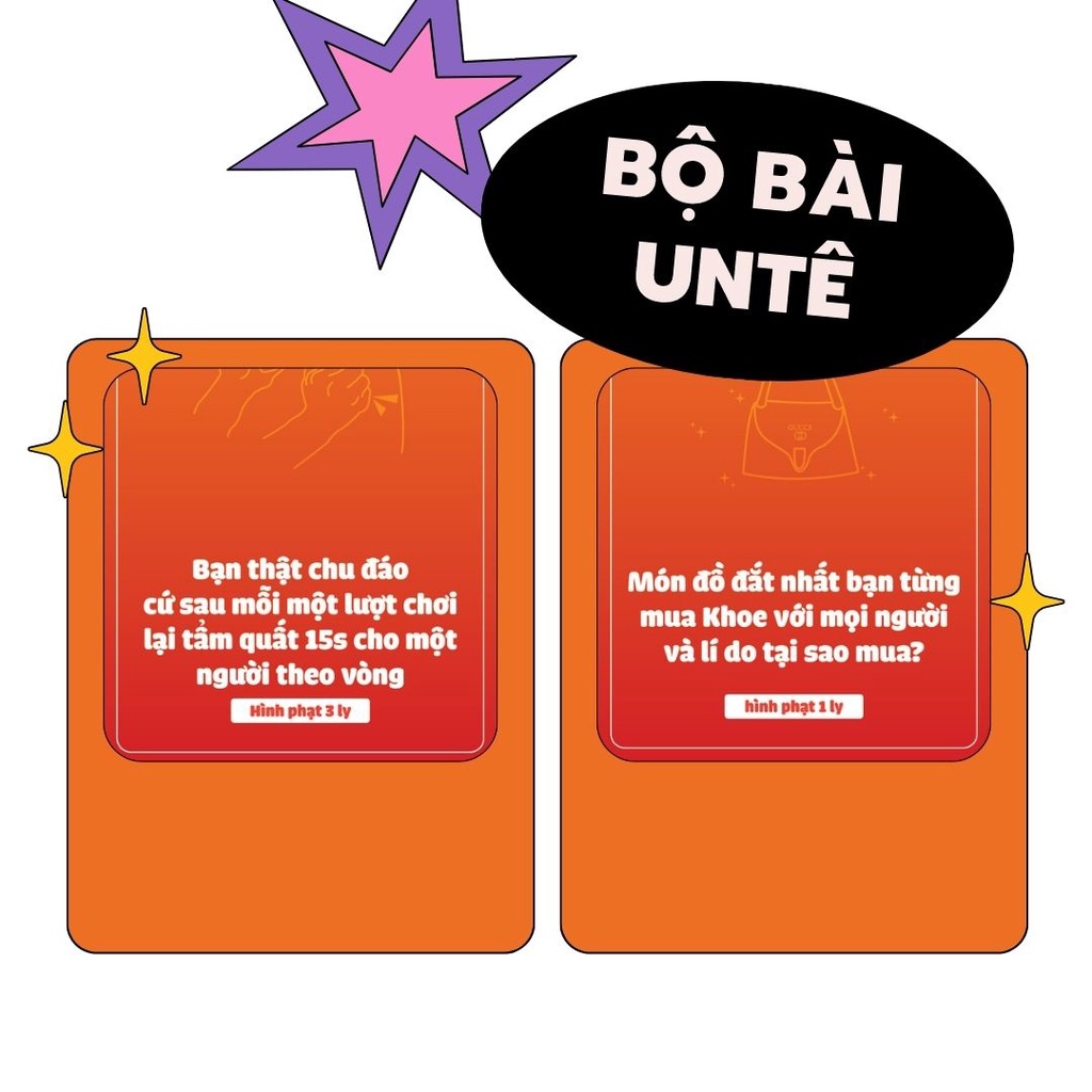 Bộ bài drinking game UNTE cho các cặp đôi hội nhóm đi chơi  gồm 60 lá