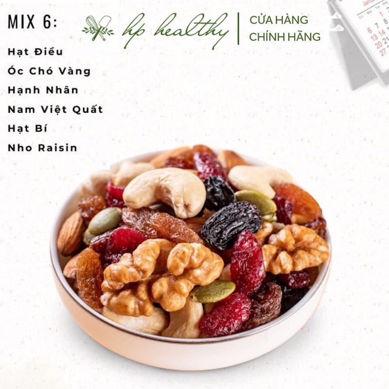 500G Mix Nuts Fruit 6 loại Granola Không Yến Mạch Hỗn Hợp Hạt Hoa Quả Sấy HP Healthy