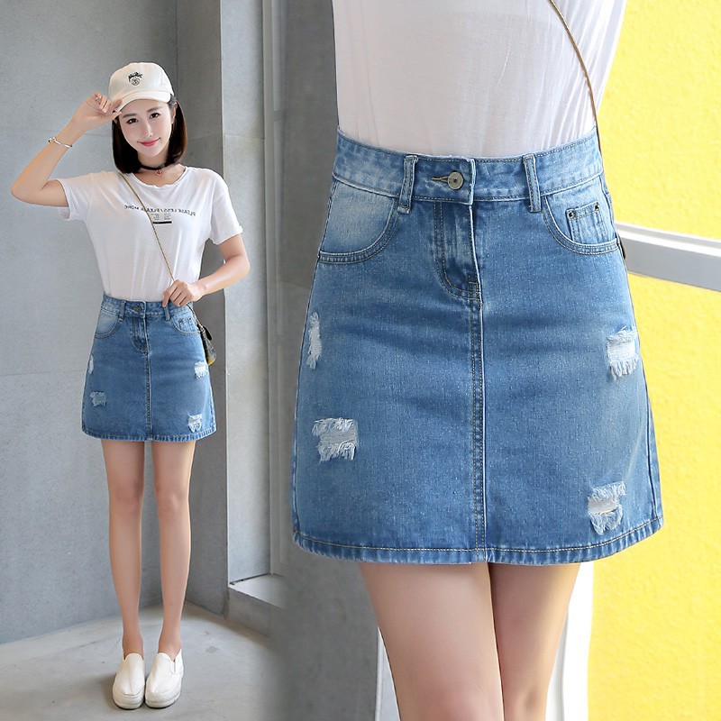 FS50K_Chân Váy Jeans Chữ A OHS4024-25