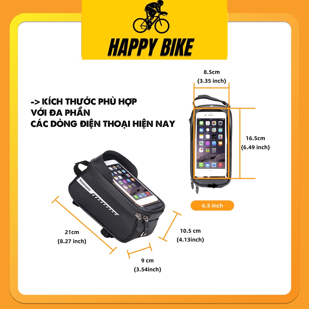 Túi xe đạp thể thao treo gắn sườn chống nước HAPPY BIKE