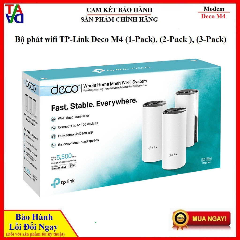 {Tổng Hợp} Bộ Phát Wifi Mesh TP-Link Deco M4 AC1200 MU-MIMO (1-pack), (2-pack), (3-pack) - Hàng Chính Hãng