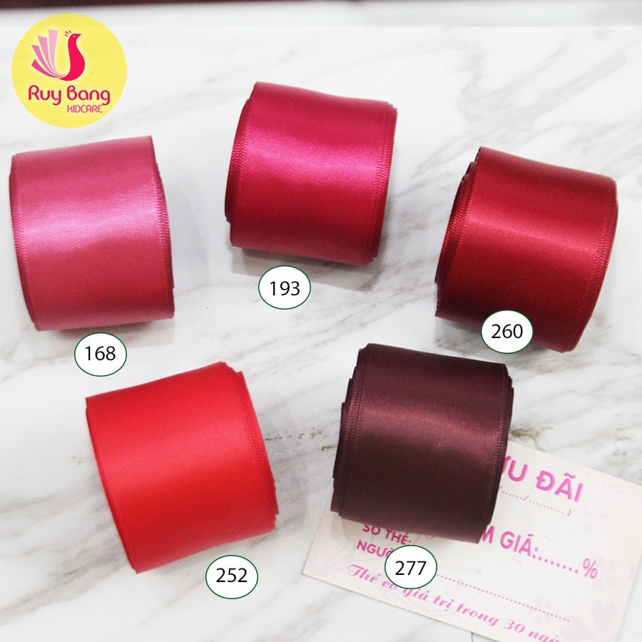 [Mã SKAMLTSM9 giảm 10% đơn 99K] Ruy băng satin 2 mặt sz 38mm rb lụa chuyên dụng làm nơ và hoa vải handmade tone đỏ