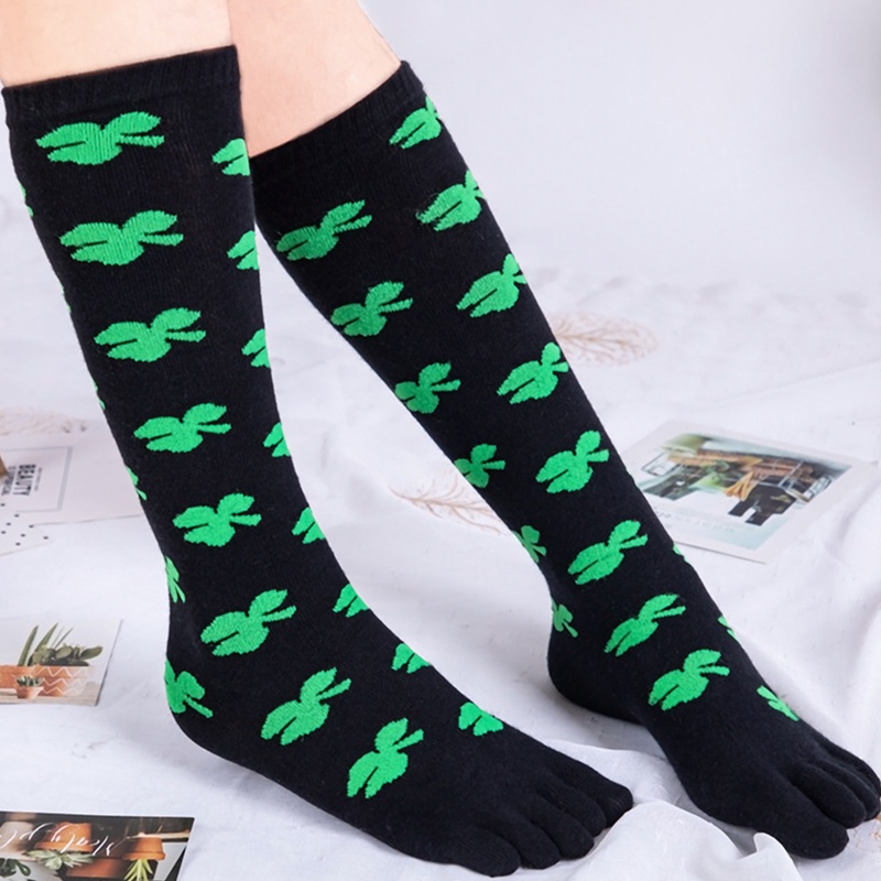 Tất Tách Ngón 5 Ngón Bằng Cotton Thoáng Khí In Họa Tiết Sọc Cầu Vồng Cho Nữ