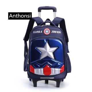 Ba Lô Kéo Đi Học Hình Captain America Cá Tính Cho Bé Trai