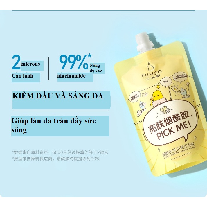 Mặt nạ bùn niacinamide trắng sáng da Xiaomihu Tiểu Mơ Hồ gói 150g