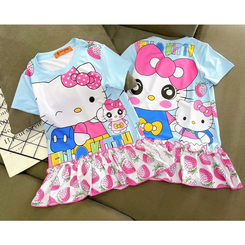 22-40kg | Đầm bé gái ráp lai bèo thun lạnh loại 1 màu cực xinh