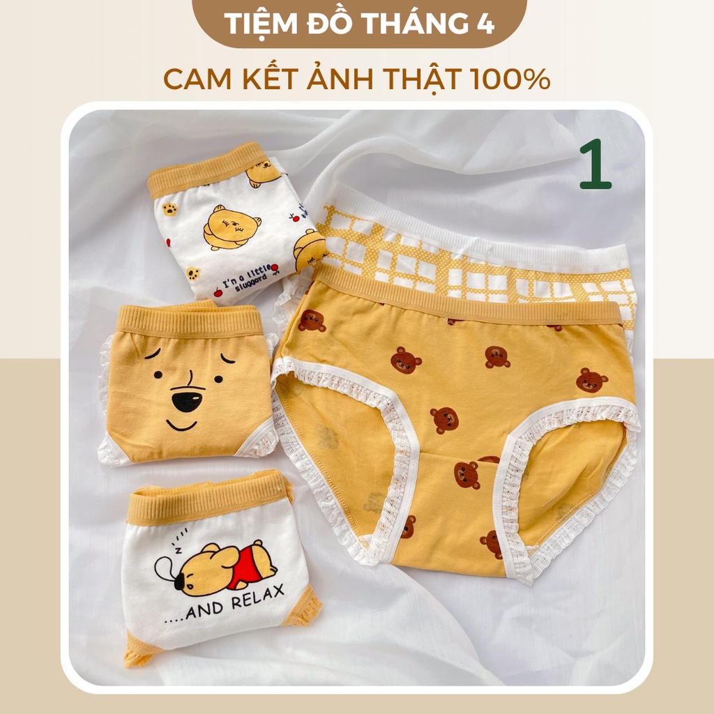 Quần Chip Nữ TIỆM ĐỒ THÁNG 4 Lót Nữ Cotton Kháng Khuẩn Họa Tiết Siêu Cute Dễ Thương Giao Màu Ngẫu Nhiên CHIP CUTE