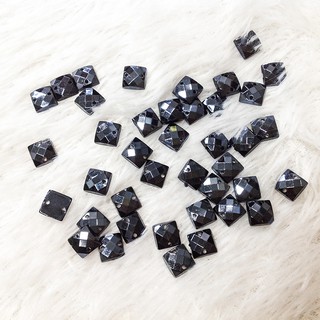 Hạt cườm kết áo hình vuông giác bạc xám lấp lánh 3d size 8mm