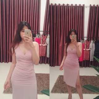 Đầm body nhúng eo đùi vai một bên dây