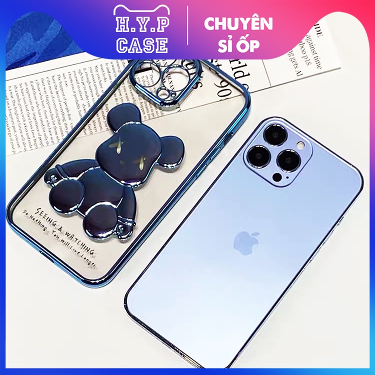 Ốp Lưng Iphone BEARBRICK Loại 1 Hình Nổi 3D Viền Si Chống Bẩn Cạnh Vuông Màu Blue Purple (02) | BigBuy360 - bigbuy360.vn