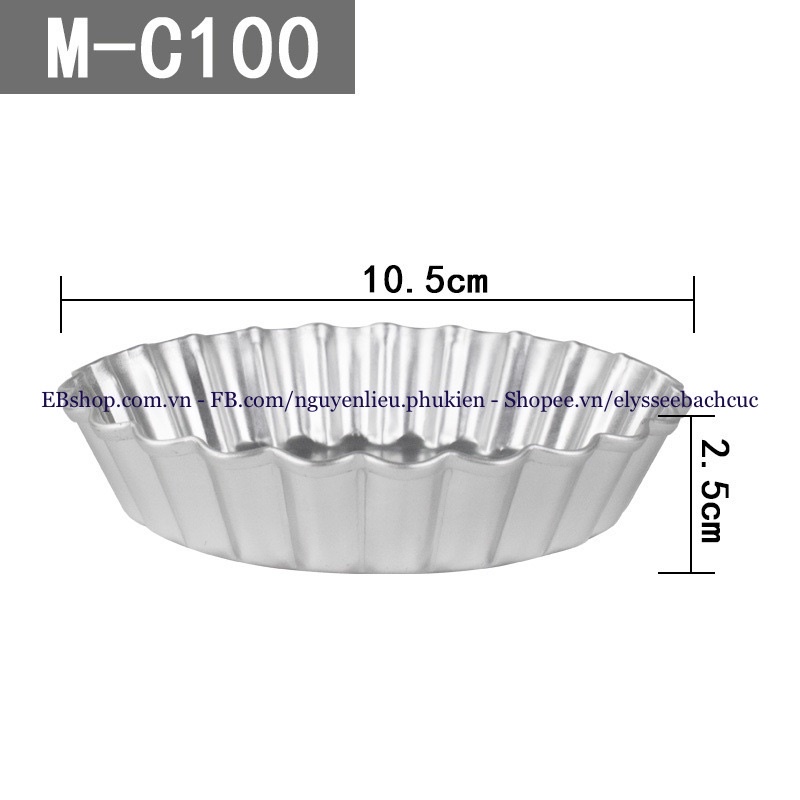 KHUÔN TART MINI ĐẾ LIỀN 10CM NHÔM ĐÚC DÀY