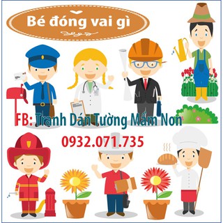 Decal Góc Phân Vai Trang Trí Mầm Non, Tiểu Học