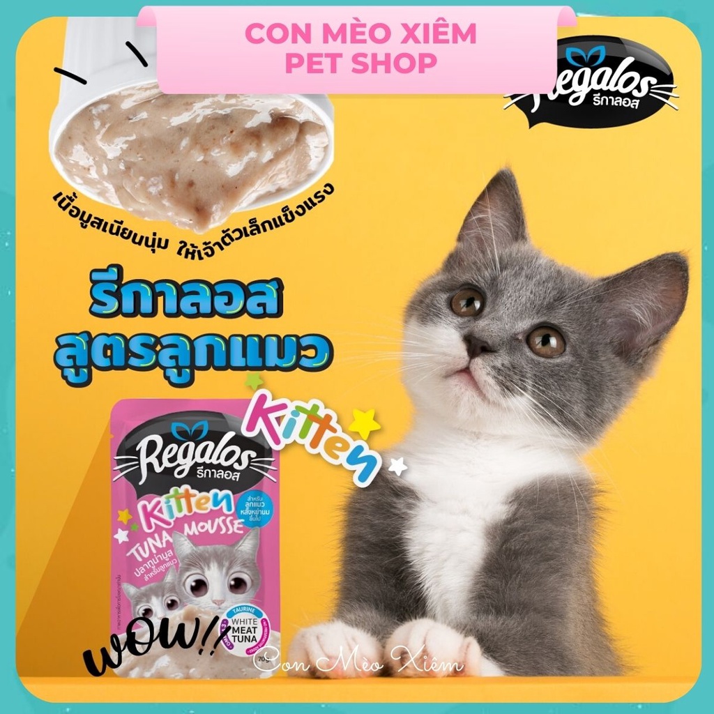 Pate cho mèo Regalos 70g thái lan, thức ăn ướt tăng cân cho mèo con lớn Con Mèo Xiêm