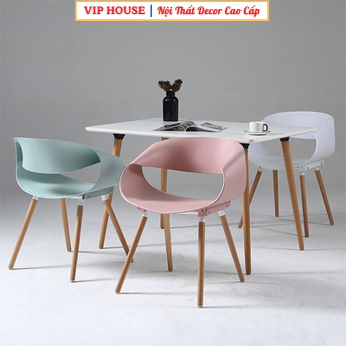 Ghế Nhựa PP Đúc Nguyên Khối Chân Gỗ Mẫu Tinh Tế, Ghế Bàn Ăn Ban Công Quán Cafe Thời Trang Sang Trọng BGN022