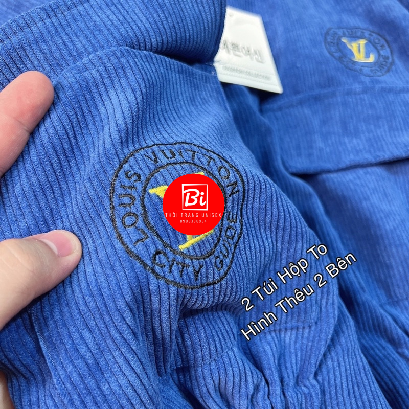 AK72_Áo Khoác Nhung Tăm Dáng Lửng Tay Cánh Dơi Thêu Chữ L.V Tay và Lai Áo Bo Chun