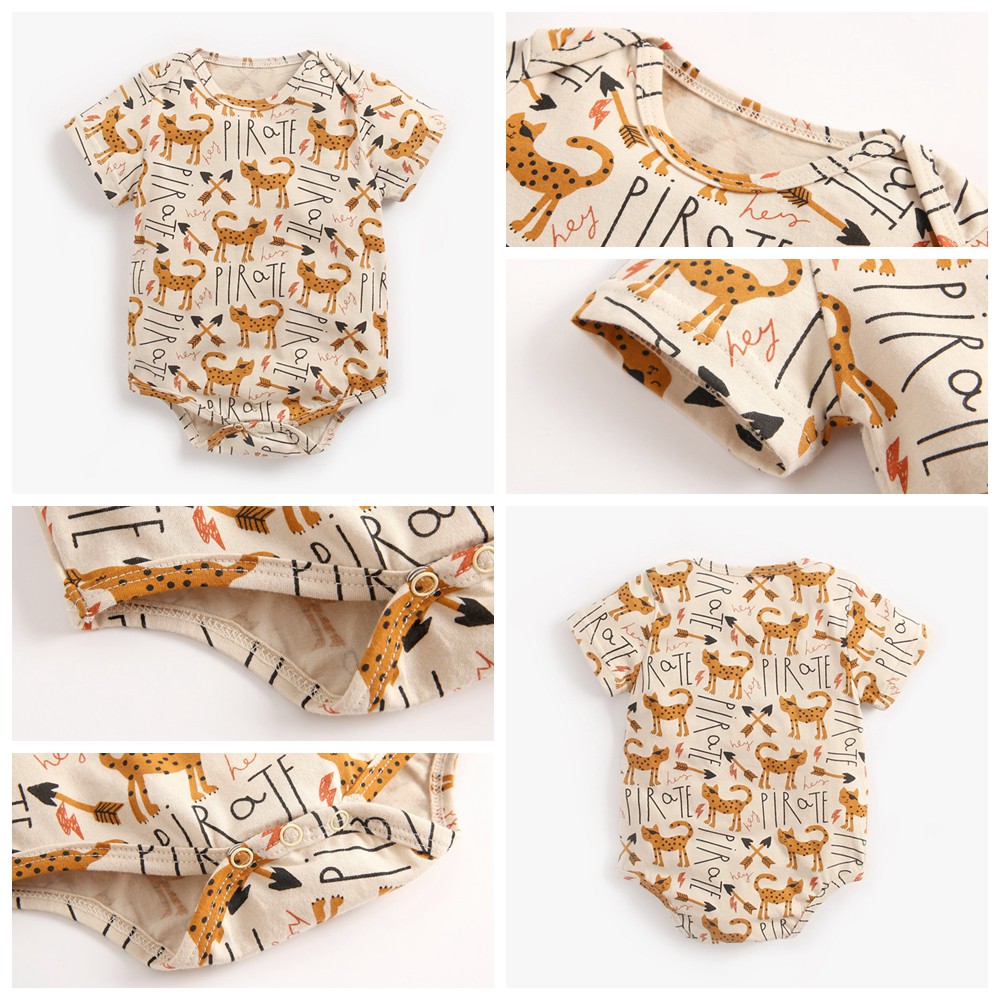 Áo liền quần Sanlutoz tay ngắn bằng cotton phong cách mùa hè cho trẻ sơ sinh