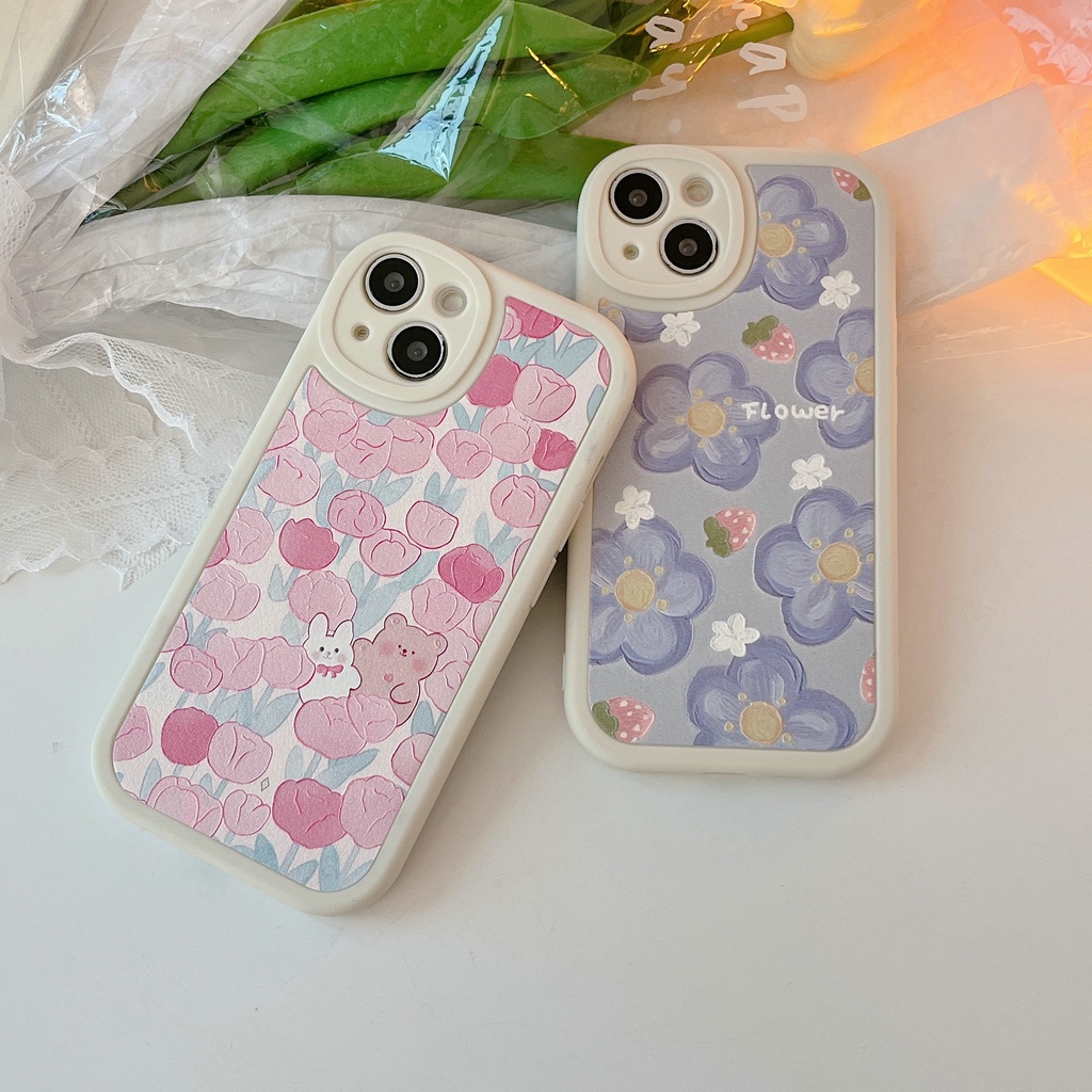 Xiaomi Redmi 10C 10 9S 9T 9C 9A Note 11S 10S 10 9 8 7 Pro mi POCO X3 NFC F3 M3 11 Lite 10T Pro 4G 5G strawberry flowers tulip bear Skin Shockproof Soft Phone Case Full camera protector Back Cover DY 39