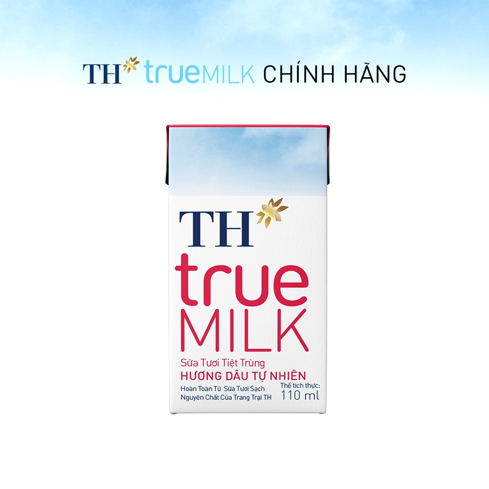 Thùng 48 hộp sữa tươi tiệt trùng hương dâu TH True Milk 110ml (110ml x 48)