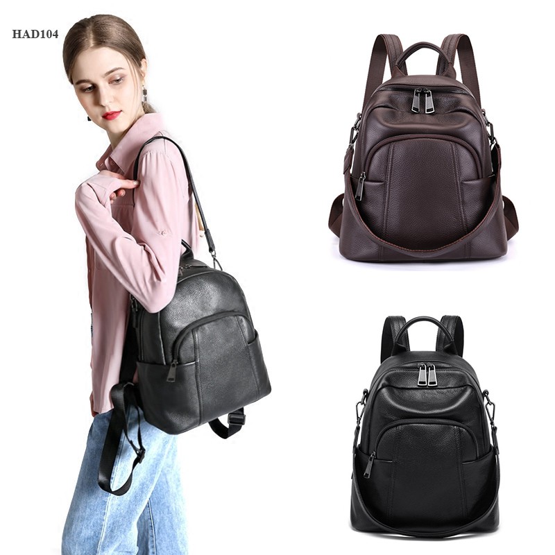 Balo da thật, Balo kiêm Túi xách Da bò Thật Cao Cấp - công sở, du lịch, đi chơi, đi học, HAD104