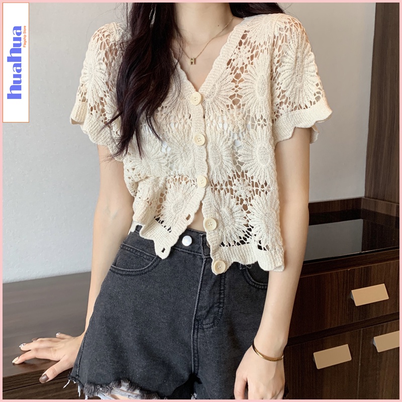 Áo ren nữ ChenHua áo đi biển kiểu retro đẹp A34