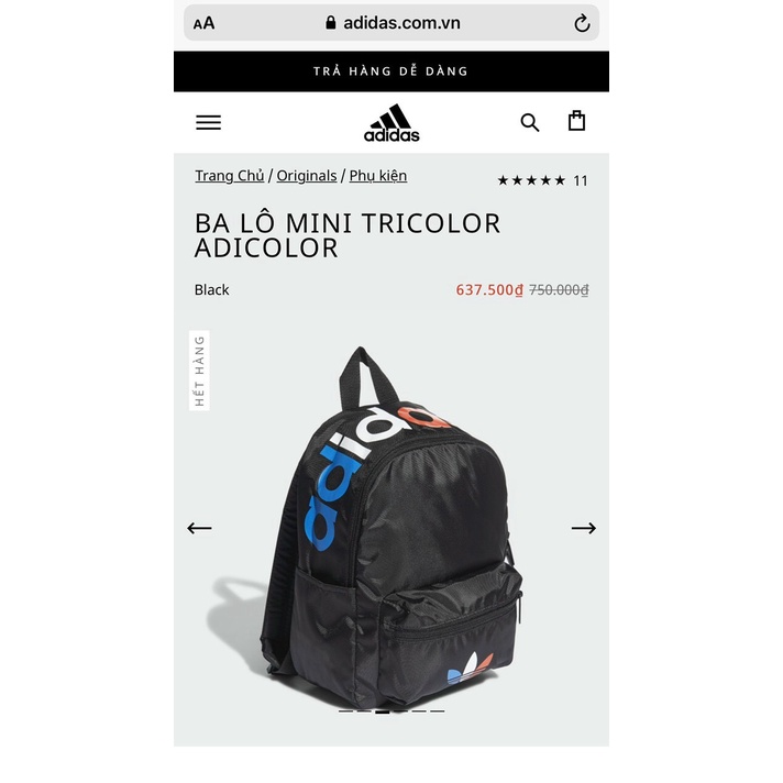 Balo adidas mini tricolor adicolor, balo thời trang nam nữ cao cấp - shopbalotui