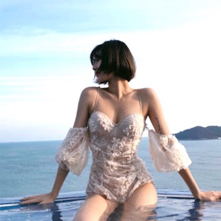 (Có sẵn, ảnh thật ) Bikini/ đồ bơi ren liền thân buộc dây lưng cao cấp hot công chúa Ai cập