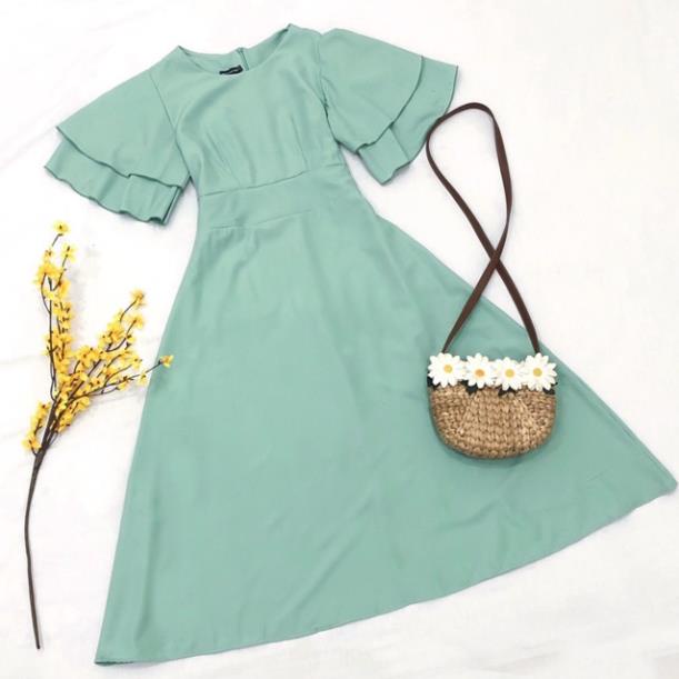 Đầm váy bo eo tay bèo 4 màu (kèm hình thật) | BigBuy360 - bigbuy360.vn