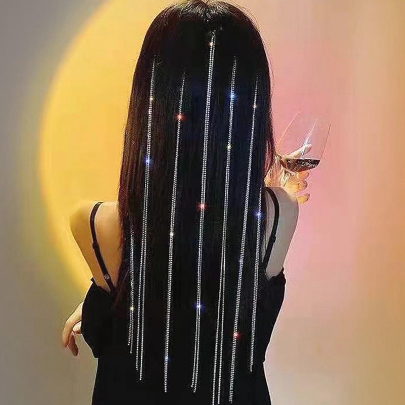 Ygt Kẹp Tóc Dạng Chuỗi Hạt Phối Tua Rua Lấp Lánh Thời Trang Dự Tiệc Cho Nữ